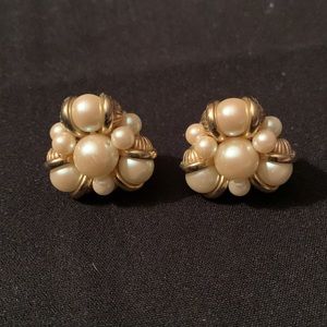 Vintage ~ clip on earrings with faux pearls